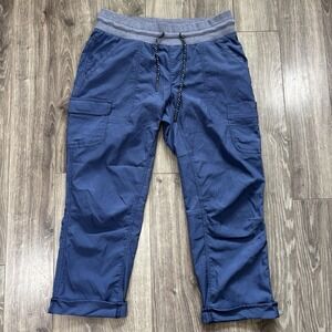 Columbia Womens M Blue Cargo Capri Pants Hiking Outdoor Utility Casual Fishing